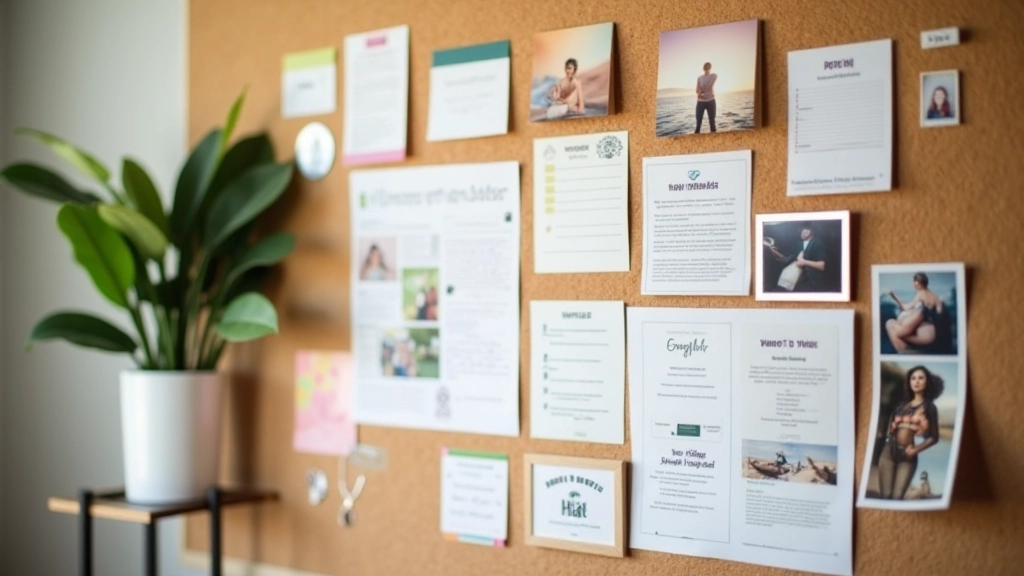 Finished vision board showing mix of images, handwritten goals, timeline markers, and motivational elements