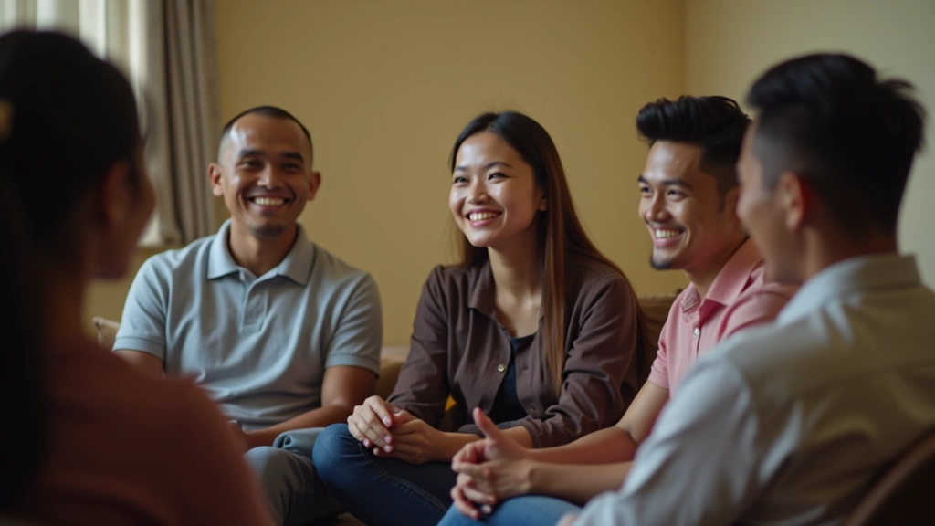 Diverse group of people sitting together, smiling and connected, representing community and family