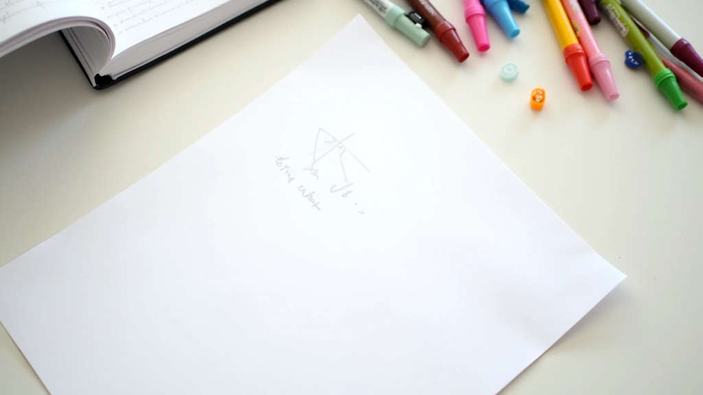 Handwritten list on paper with colored markers and notebook on white surface, overhead view, organized notes